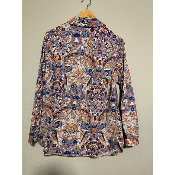 Talbots Womens Top 1X Floral Button Up Long Sleeve Lightweight Hippie Artsy Boho - Picture 4 of 7